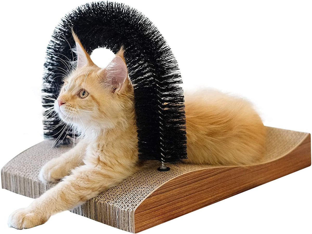 Cat Self Groomer Arch Scratcher & Massager with Scratch Pad