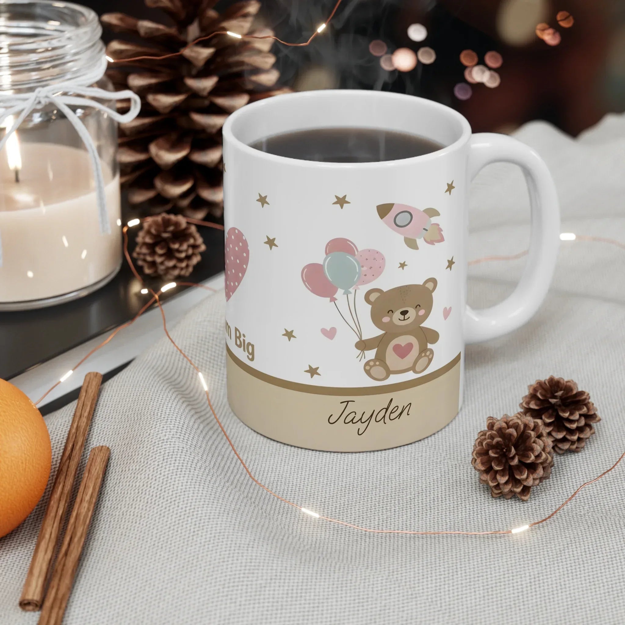 Dream Big Teddy Bear Mug - Personalized Name Gift