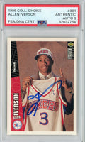 Graded 1996 Upper Deck UD Collector's Choice Allen Iverson #301 Rookie RC Basketball Card PSA 8 Auto Grade Near Mint