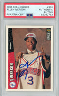Graded 1996 Upper Deck UD Collector's Choice Allen Iverson #301 Rookie RC Basketball Card PSA 9 Auto Grade Mint
