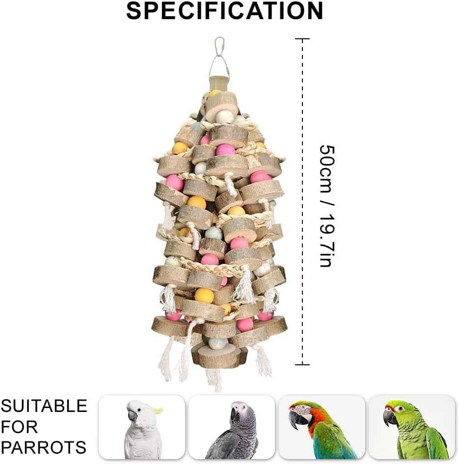 Large Bird Toy Bundle Parrot Chew Toys Natural Wood Cotton Macaw Cockatoo