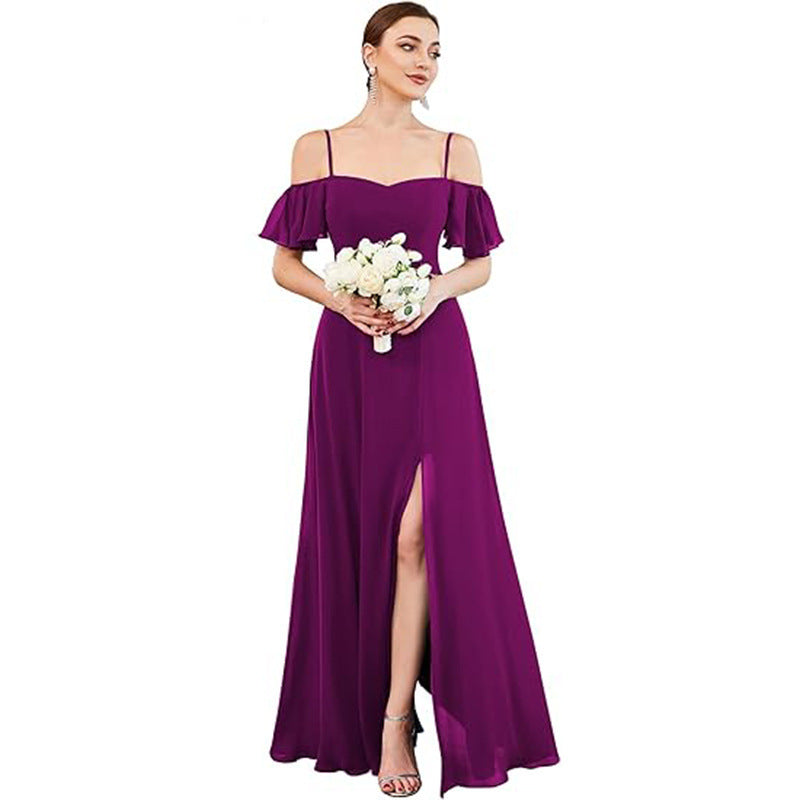 Off-shoulder Chiffon Maxi Dress, Womens Evening Gown