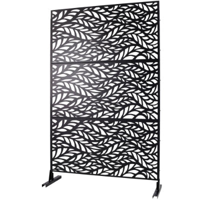 Metal Outdoor Privacy Screen 76x48 Inch, Freestanding Decorative Garden Panel