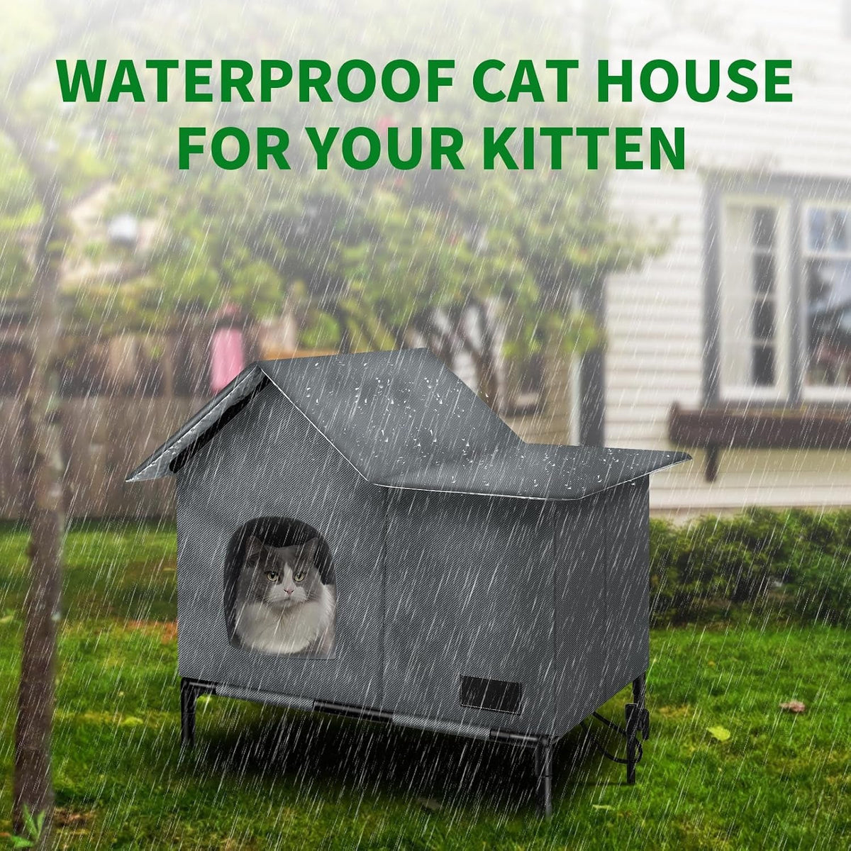 Insulated Heated Cat Shelter with Thermostatic Pad