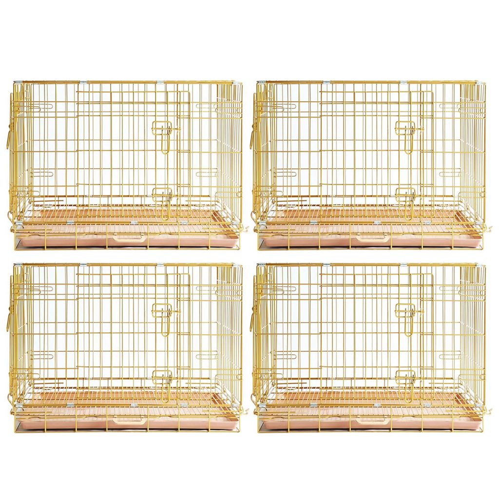 24-42" Collapsible Copper Gold Dog Crate GLD24/30/36/42