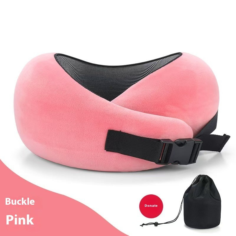 Soft Memory Foam Travel Neck Pillow U Shape Adjustable Support Comfortably Sleeping On Plane Car Office Noon Break