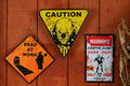 Metal Halloween Horror Yellow Caution Clown Road Sign Decoration