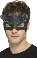 Smiffy's Black Devil Studded Eye Mask with Horns Adult Size Costume Face Mask