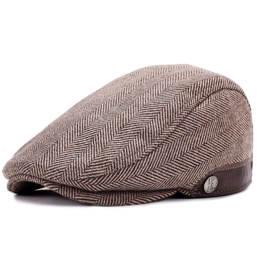 Woolen Beret Herringbone Pattern Adjustable