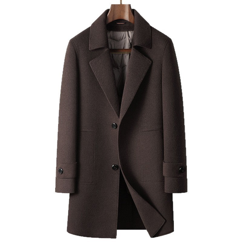 Men's Coat Autumn And Winter Mid-length Detachable White Goose Down Inner Youth High-end Business Handmade