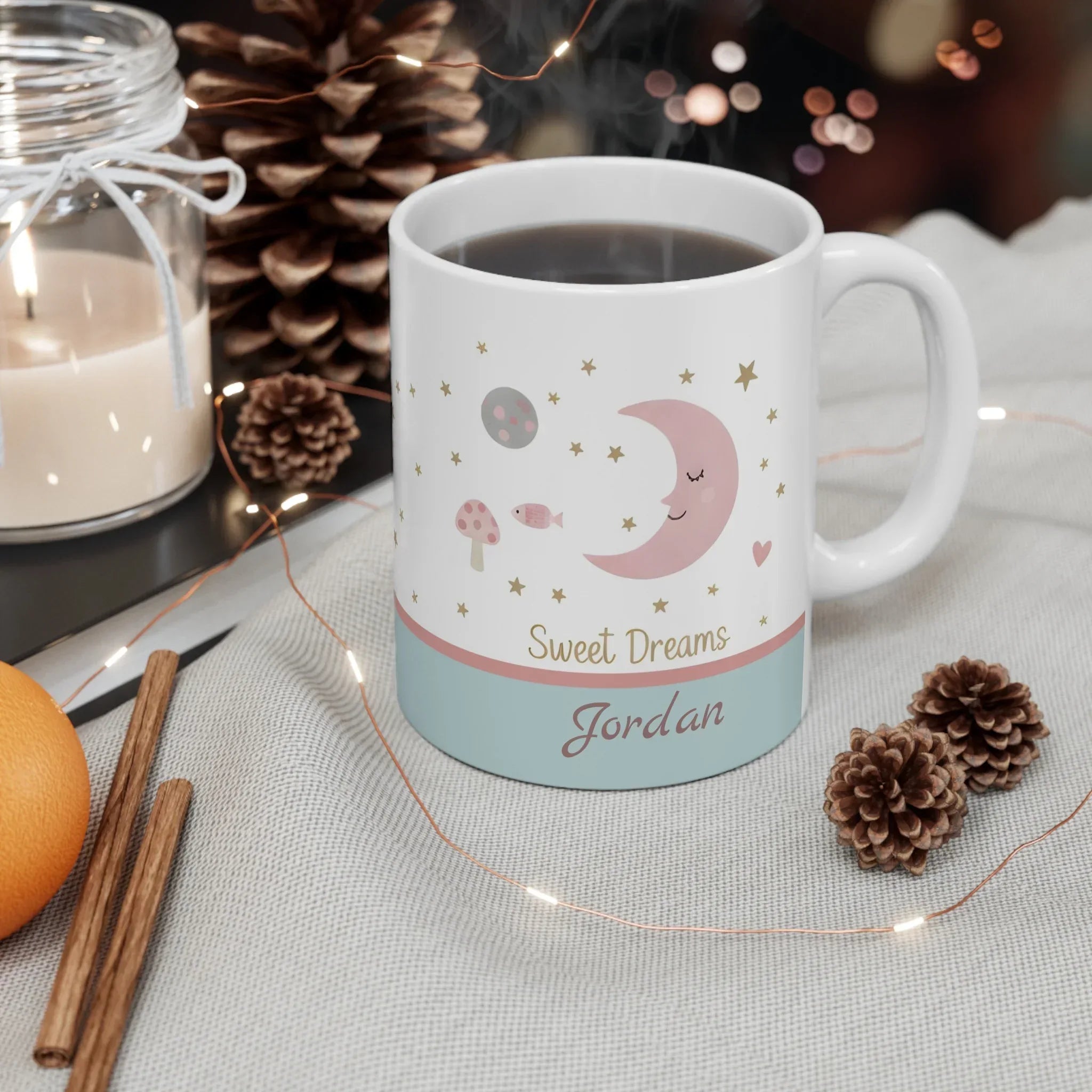Sweet Dreams Moon & Stars Mug - Personalized Celestial Gift