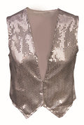 Silver Sequin Vest Adult Dazzle Dapper Accessory 1980s Up to Size 42
