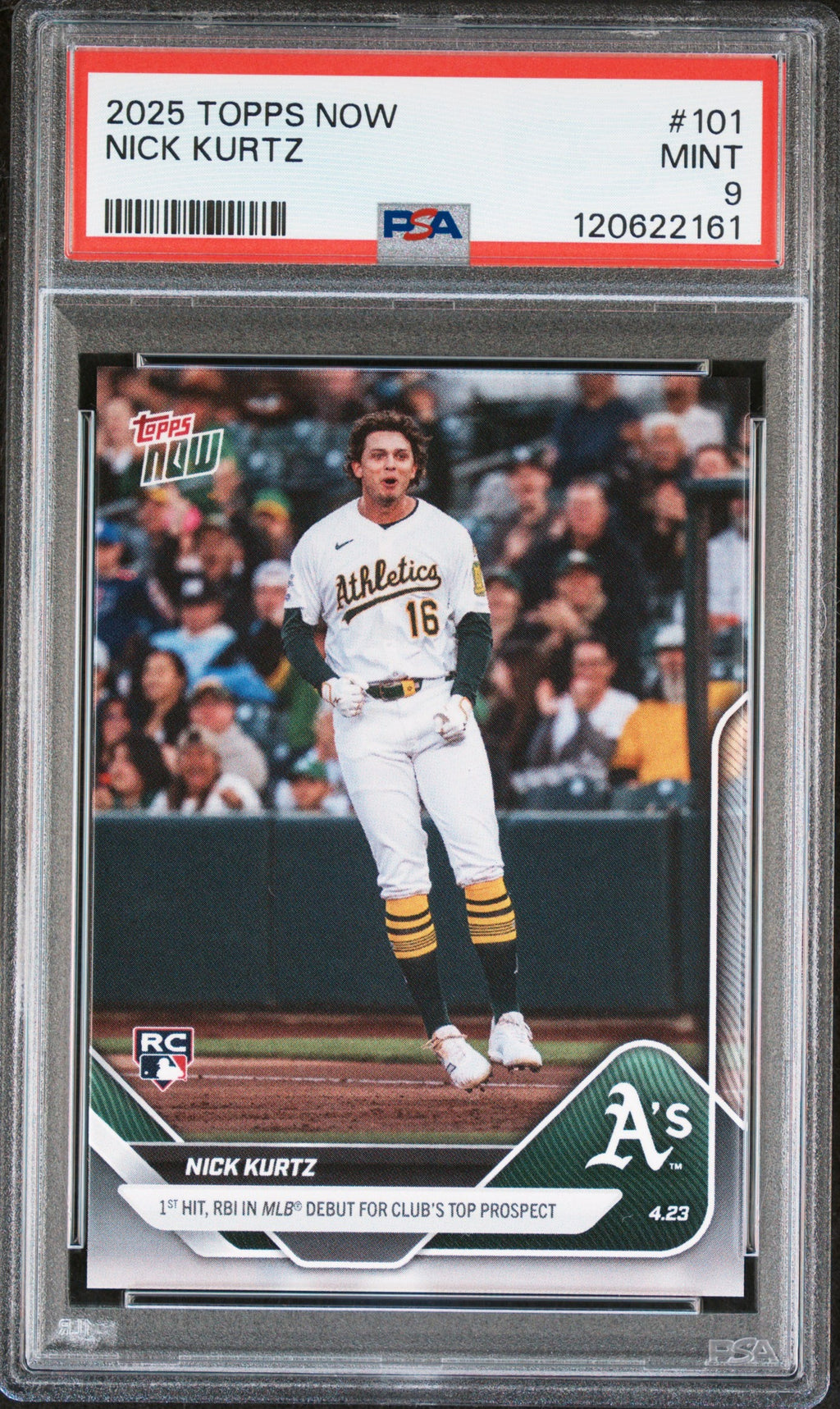 Graded 2025 Topps Now Nick Kurtz #101 Rookie RC Baseball Card PSA 9 Mint