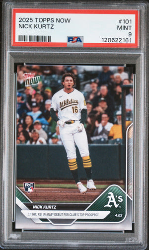 Graded 2025 Topps Now Nick Kurtz #101 Rookie RC Baseball Card PSA 9 Mint