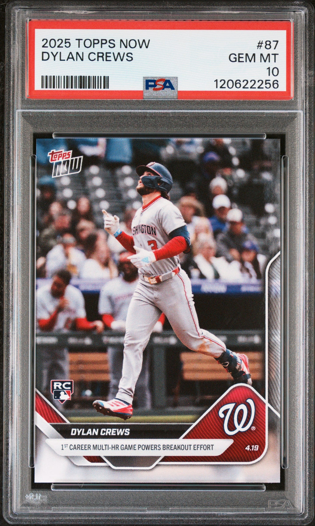 Graded 2025 Topps Now Dylan Crews #87 Rookie RC Baseball Card PSA 10 Gem Mint