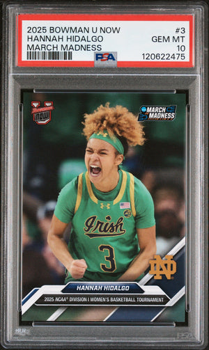Graded 2025 Topps Bowman U Now Hannah Hidalgo #3 March Madness Rookie RC Basketball Card PSA 10 Gem Mint
