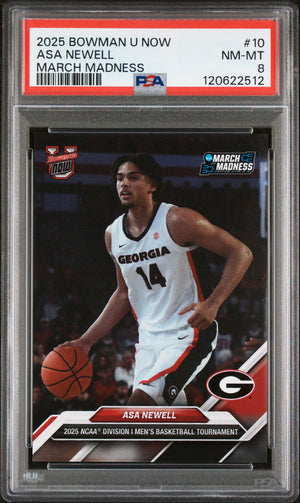 Graded 2025 Topps Bowman U Now Asa Newell #10 March Madness Rookie RC Basketball Card PSA 8 Near Mint