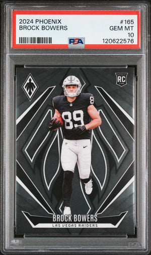 Graded 2024 Panini Phoenix Brock Bowers #165 Rookie RC Football Card PSA 10 Gem Mint