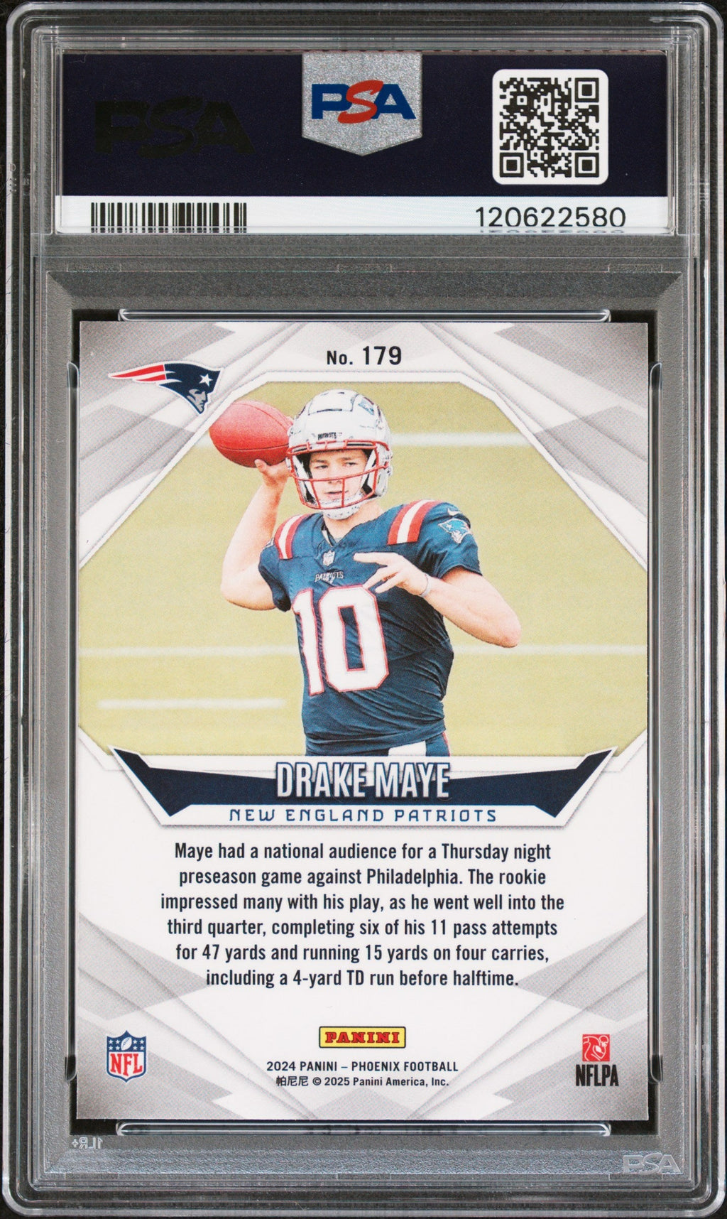 Graded 2024 Panini Phoenix Drake Maye #179 Rookie RC Football Card PSA 7 Near Mint
