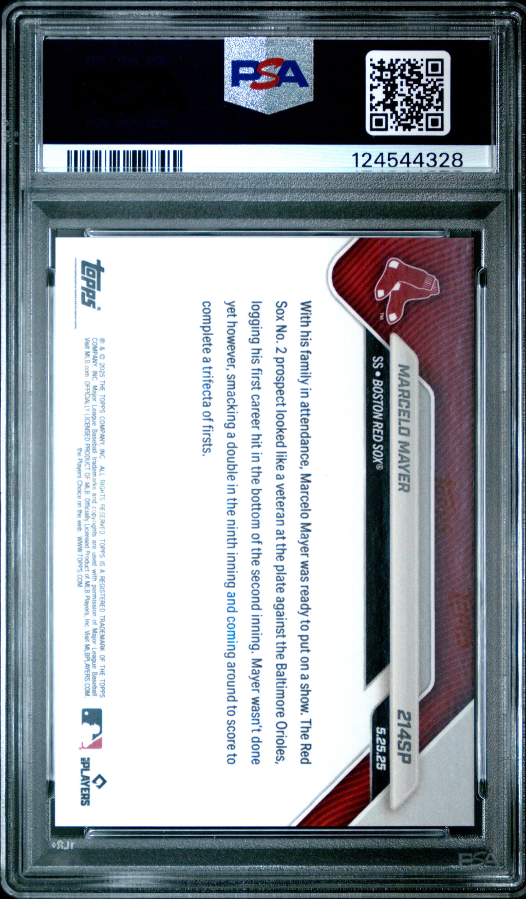Graded 2025 Topps Now Marcelo Mayer #214SP Rookie RC Baseball Card PSA 10 Gem Mint