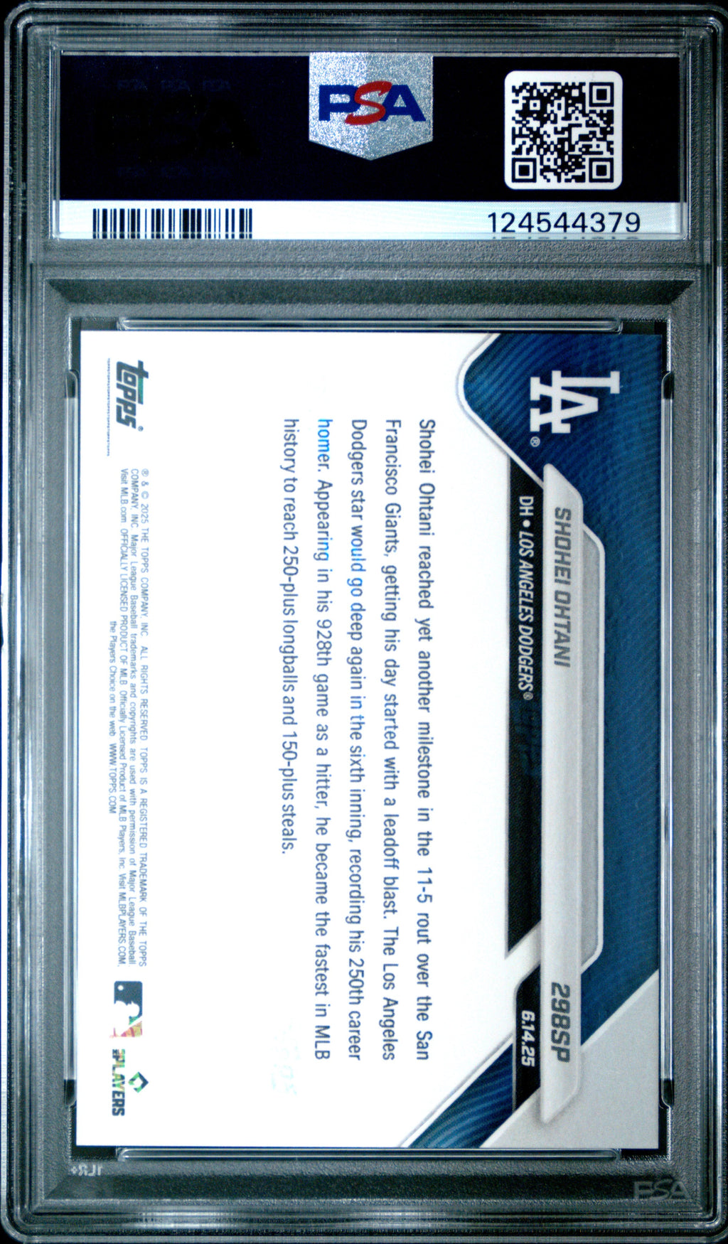 Graded 2025 Topps Now Shohei Ohtani #298SP Baseball Card PSA 10 Gem Mint