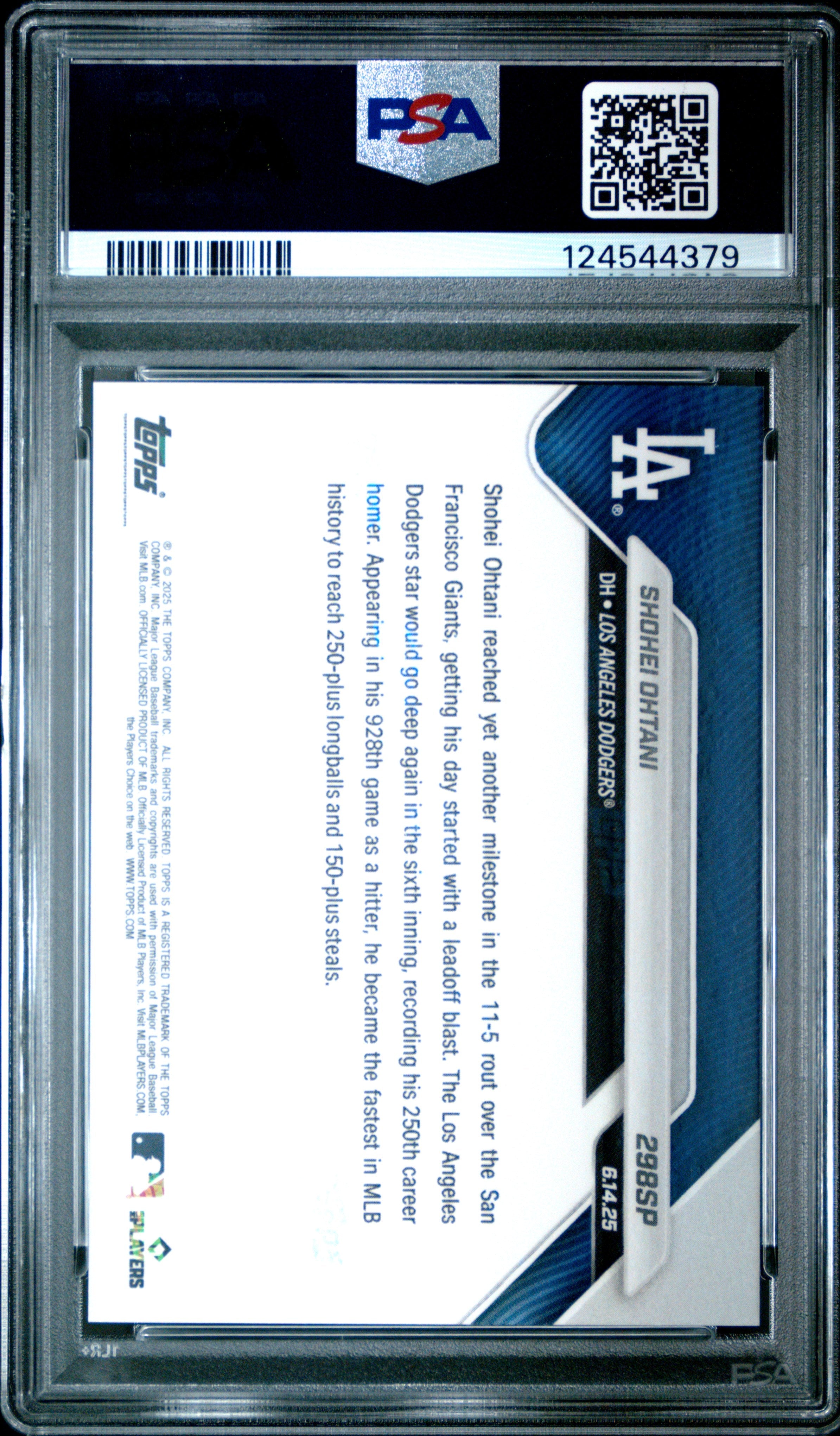 Graded 2025 Topps Now Shohei Ohtani #298SP Baseball Card PSA 10 Gem Mint