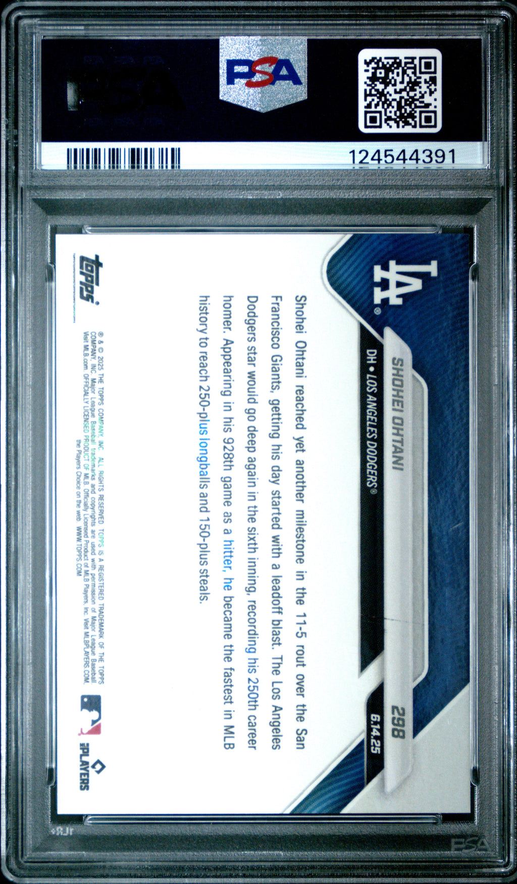 Graded 2025 Topps Now Shohei Ohtani #298 Baseball Card PSA 9 Mint
