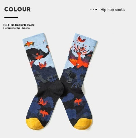 French Creative Socks Illustration Art Socks For Men And Women Couples