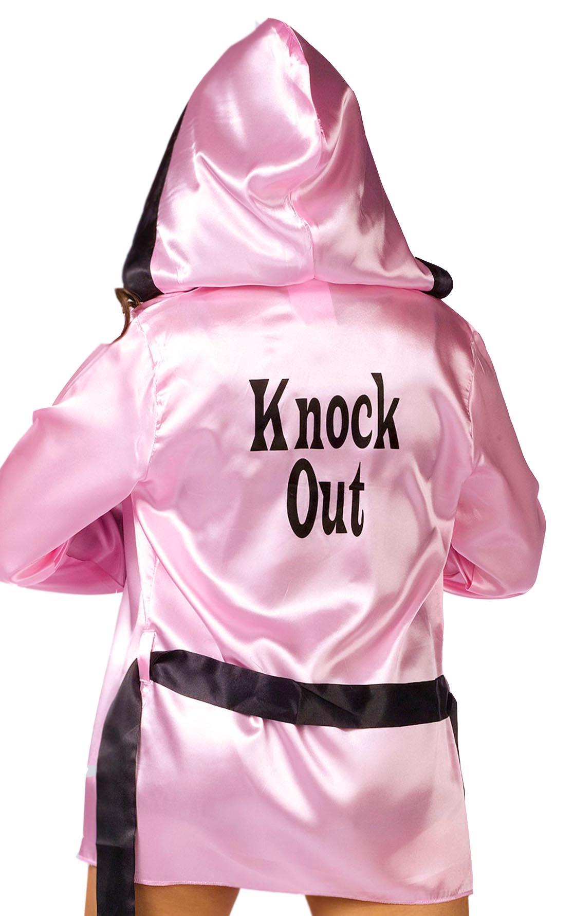 Knockout! Pink Boxer Robe & Boxing Gloves Adult Costume Set