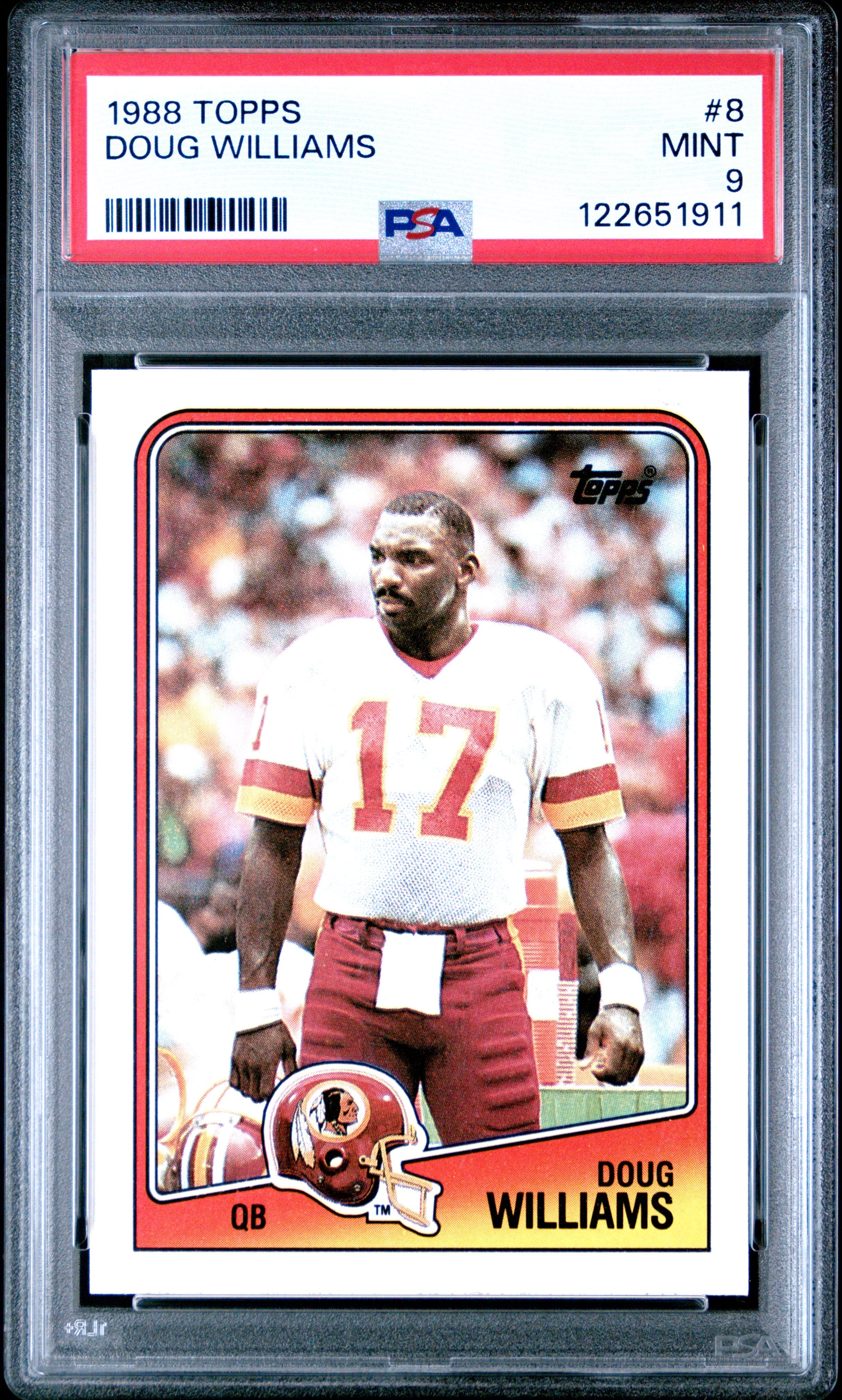Graded 1988 Topps Doug Williams #8 Football Card PSA 9 Mint