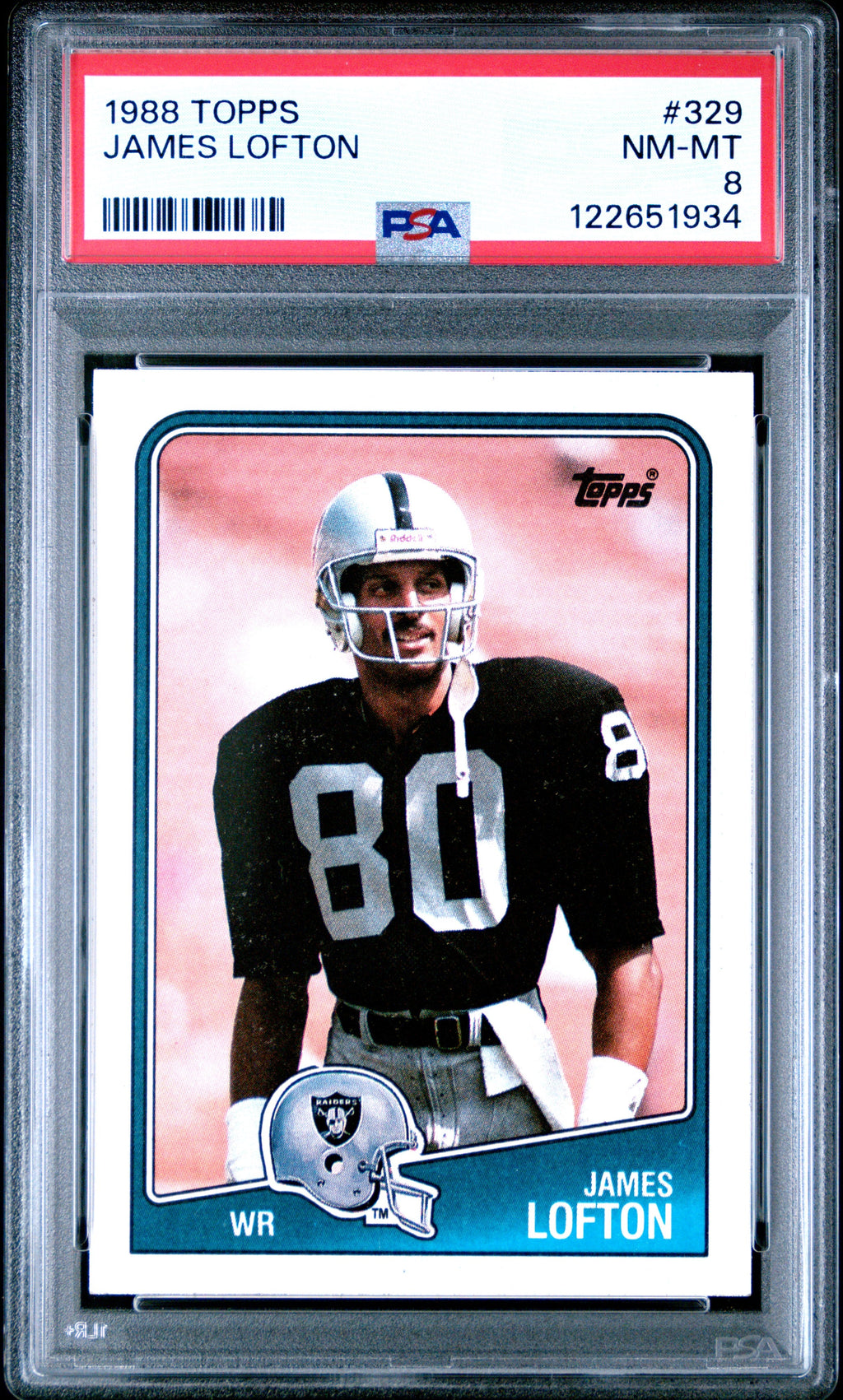 Graded 1988 Topps James Lofton #329 Football Card PSA 8 Near Mint