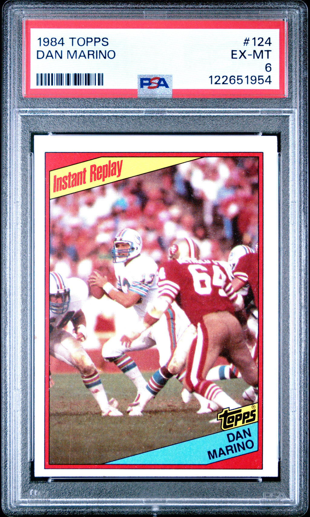 Graded 1984 Topps Dan Marino #124 Football Card PSA 6 Excellent