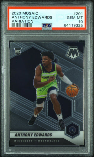 Graded 2020 Panini Mosaic Anthony Edwards #201 Variation Rookie RC Basketball Card PSA 10 Gem Mint