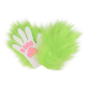 Green And White Paw Pads Nails
