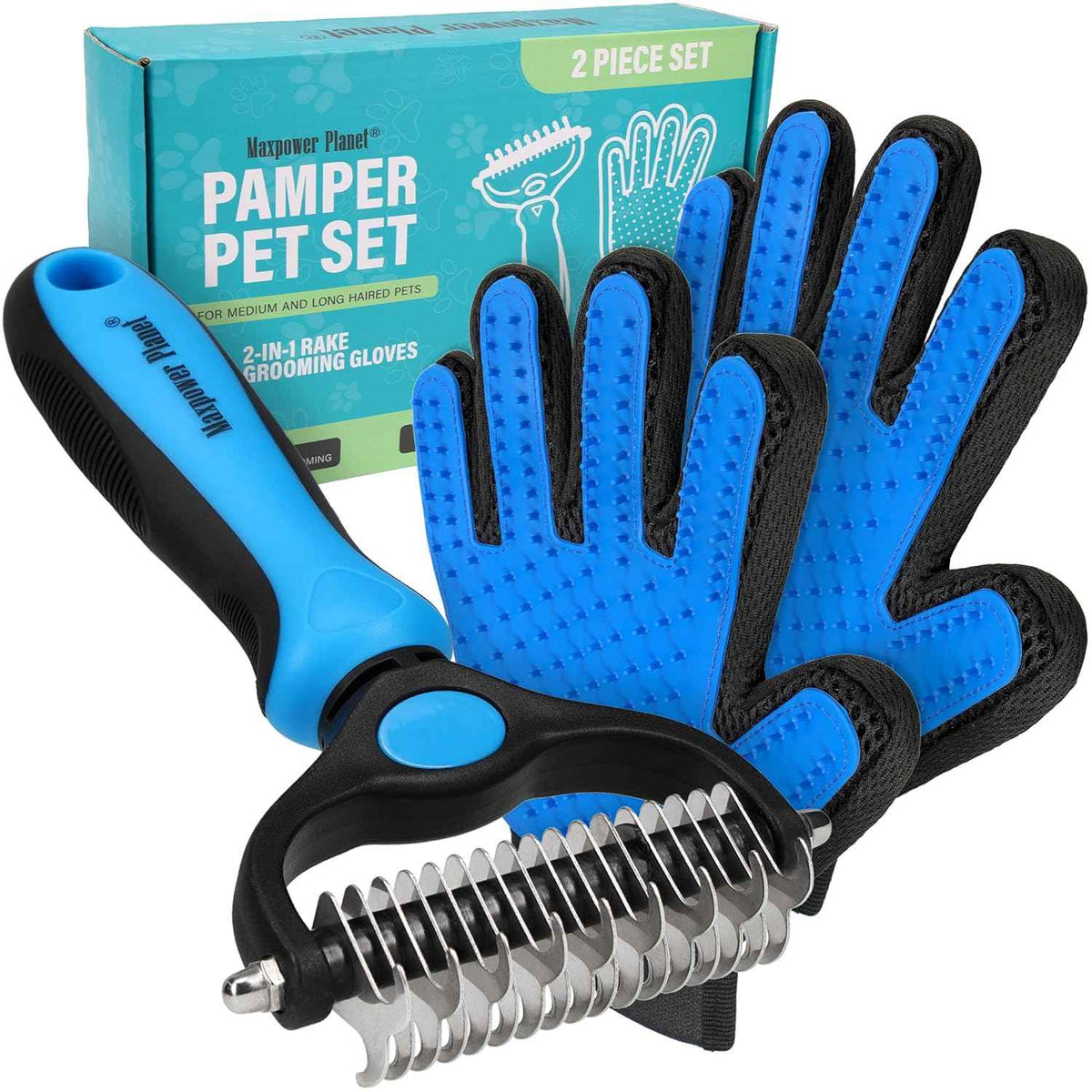 Maxpower Dual-Sided Pet Grooming Rake for Dogs & Cats