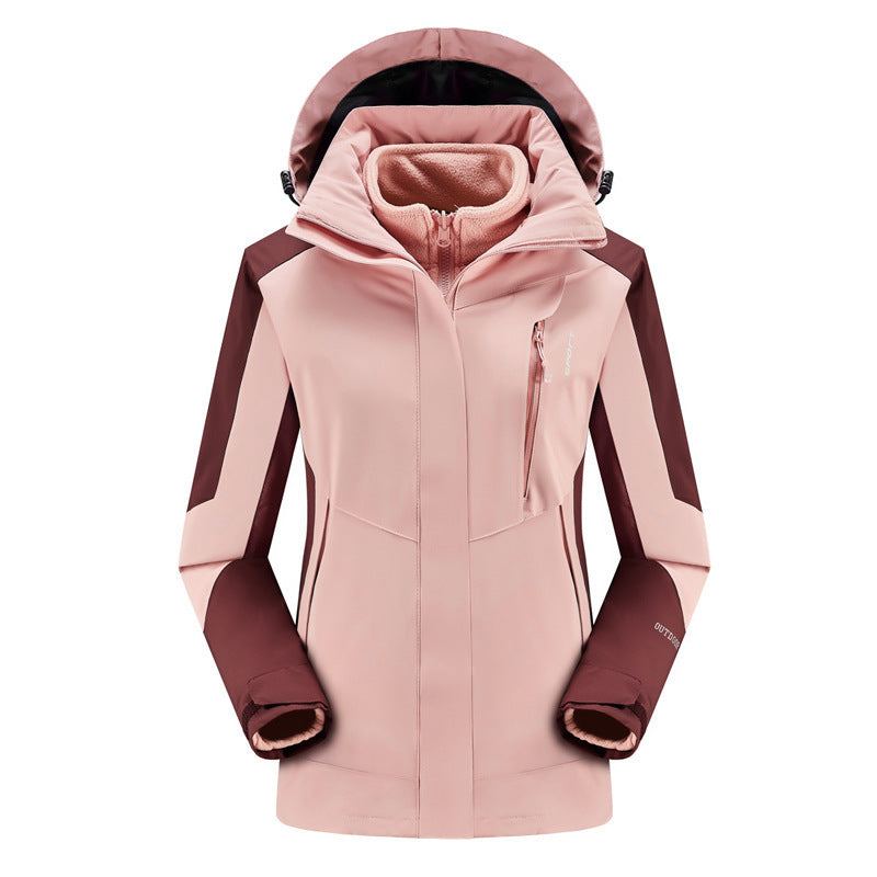Outdoor Two-piece Windproof 3-in-1 Jacket, Plus-size