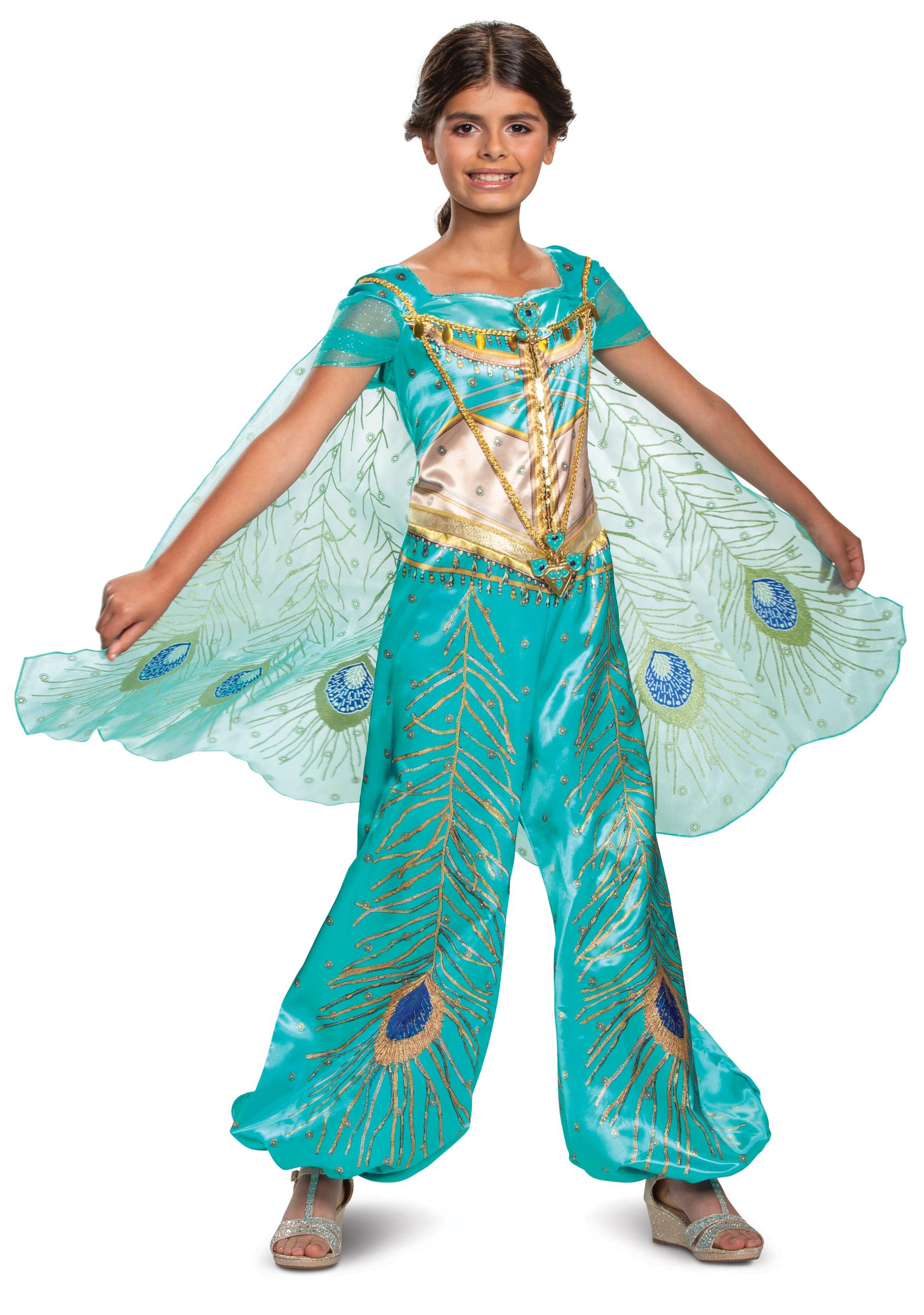 Jasmine Teal Aladdin Disney Princess Deluxe Child Girl Costume Medium 7-8