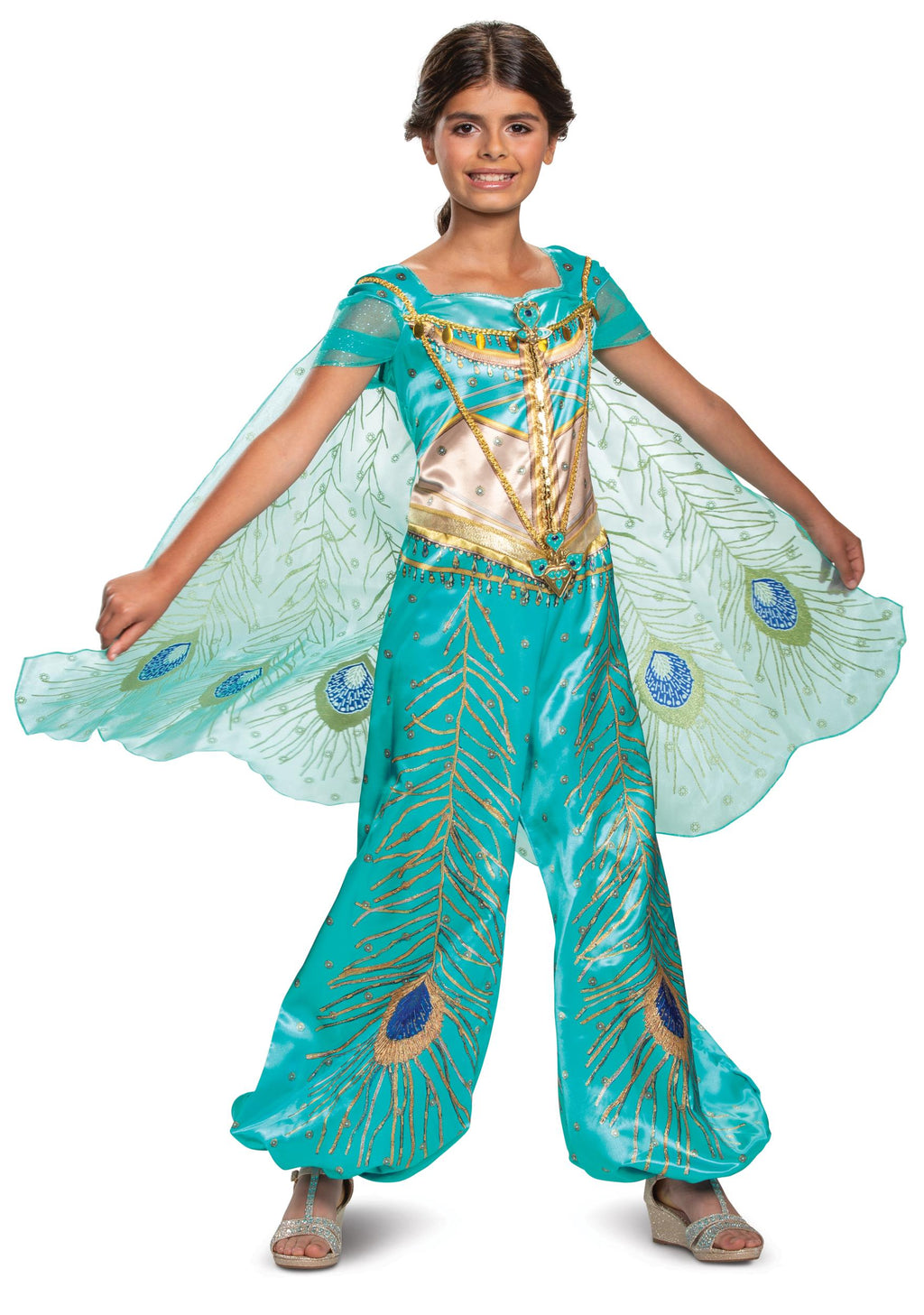 Jasmine Teal Aladdin Disney Princess Deluxe Child Girl Costume Small 4-6