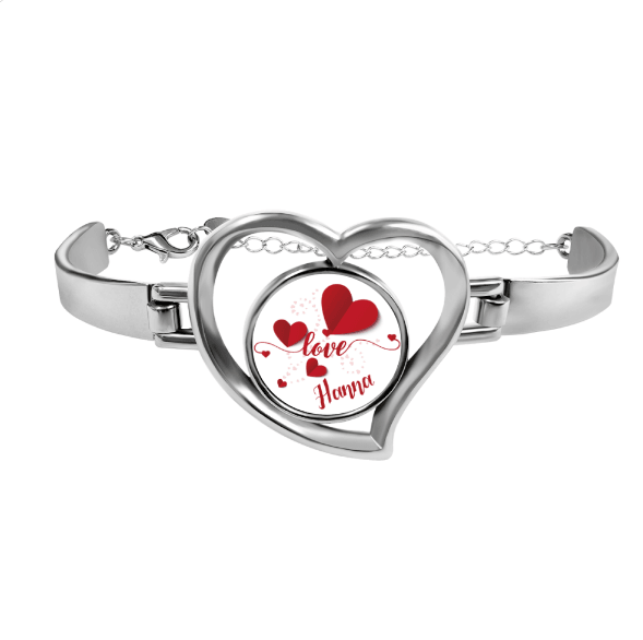 Personalized Heart Bracelet – Custom Name Love Bangle