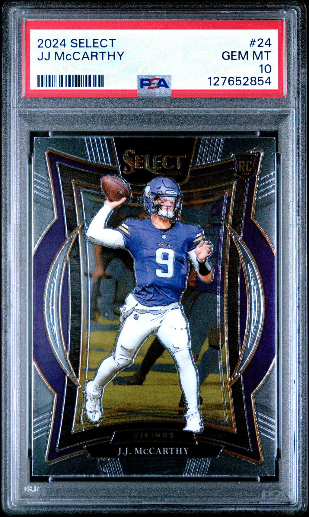 Graded 2024 Panini Select JJ McCarthy #24 Rookie RC Football Card PSA 10 Gem Mint