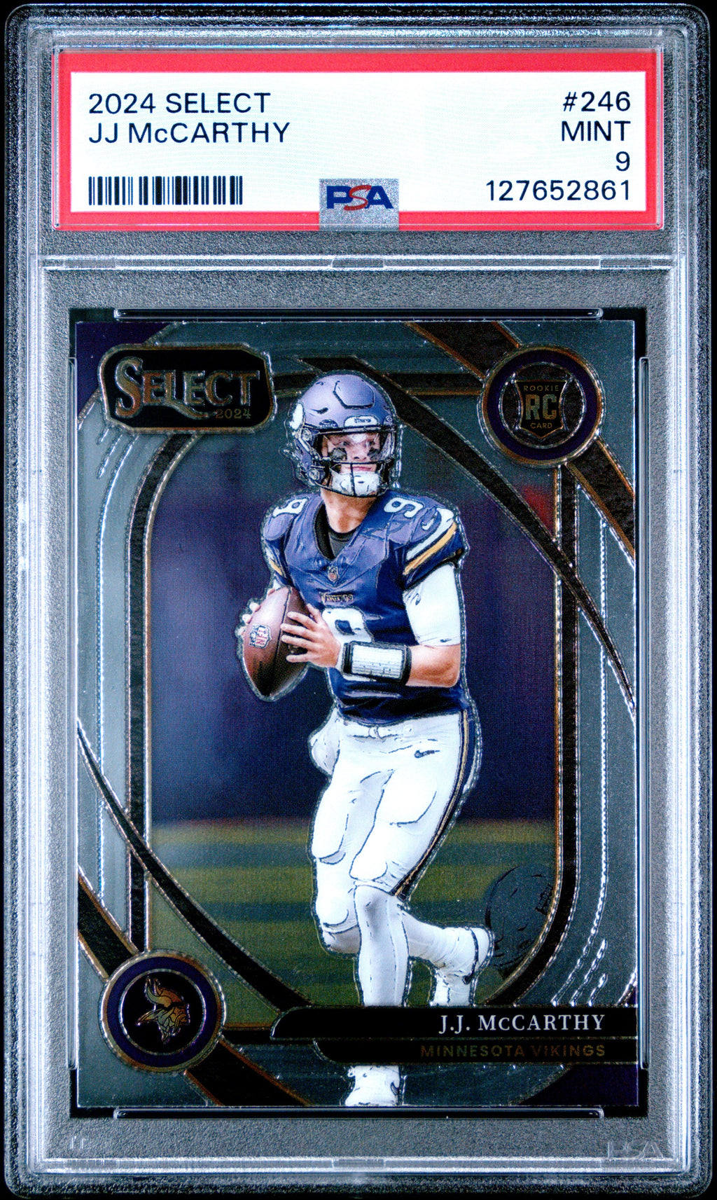 Graded 2024 Panini Select JJ McCarthy #246 Rookie RC Football Card PSA 9 Mint