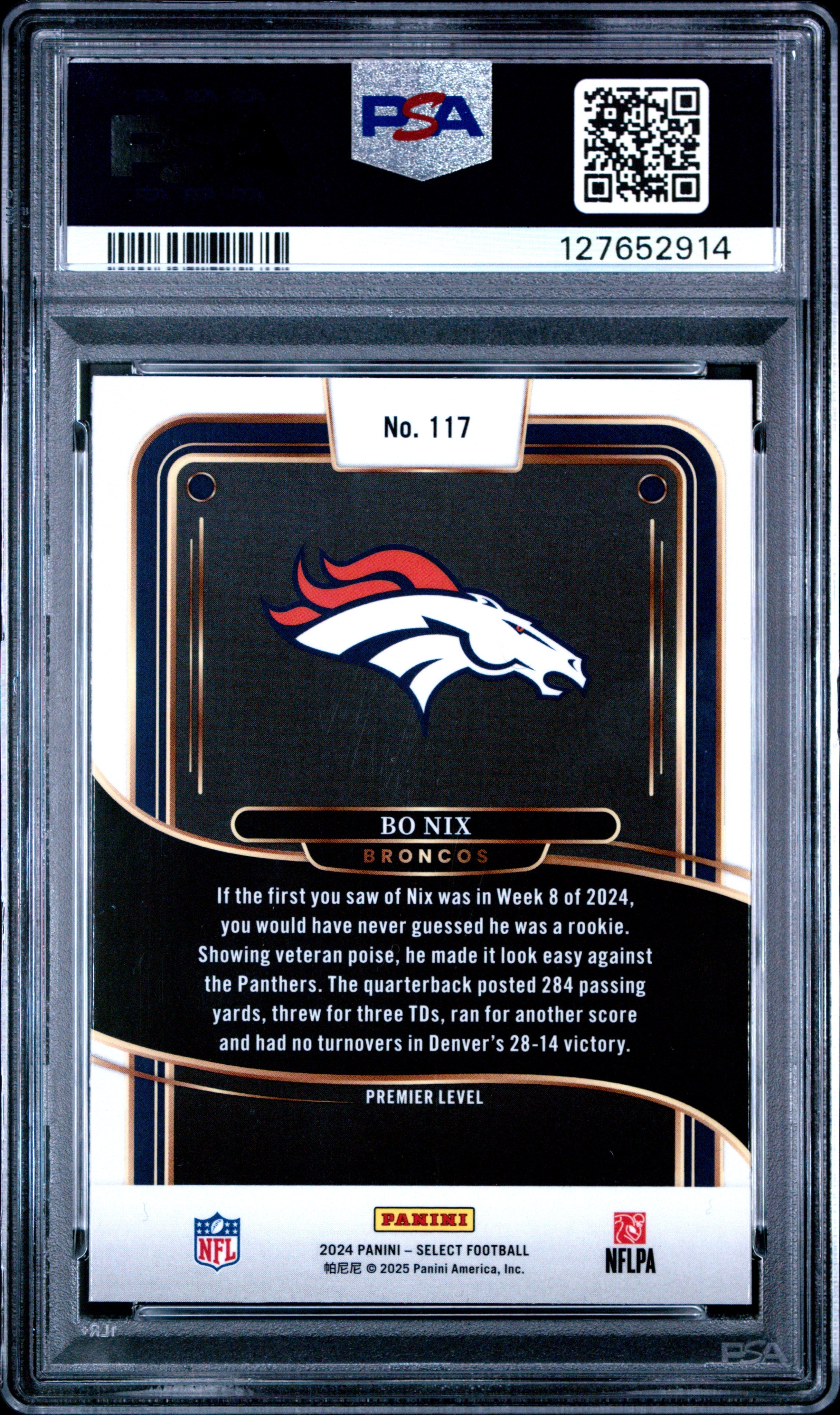 Graded 2024 Panini Select Bo Nix #117 Rookie RC Football Card PSA 6 Excellent
