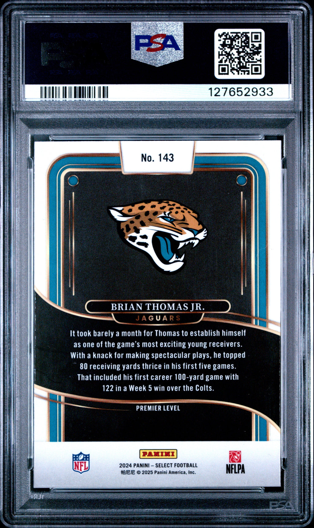 Graded 2024 Panini Select Brian Thomas Jr. #143 Rookie RC Football Card PSA 10 Gem Mint