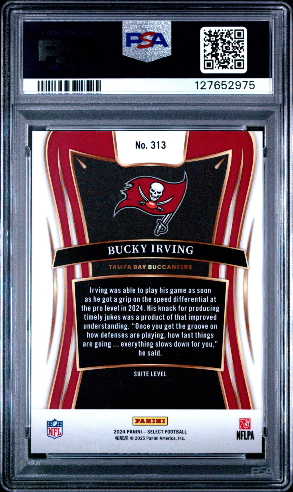 Graded 2024 Panini Select Bucky Irving #313 Rookie RC Football Card PSA 9 Mint