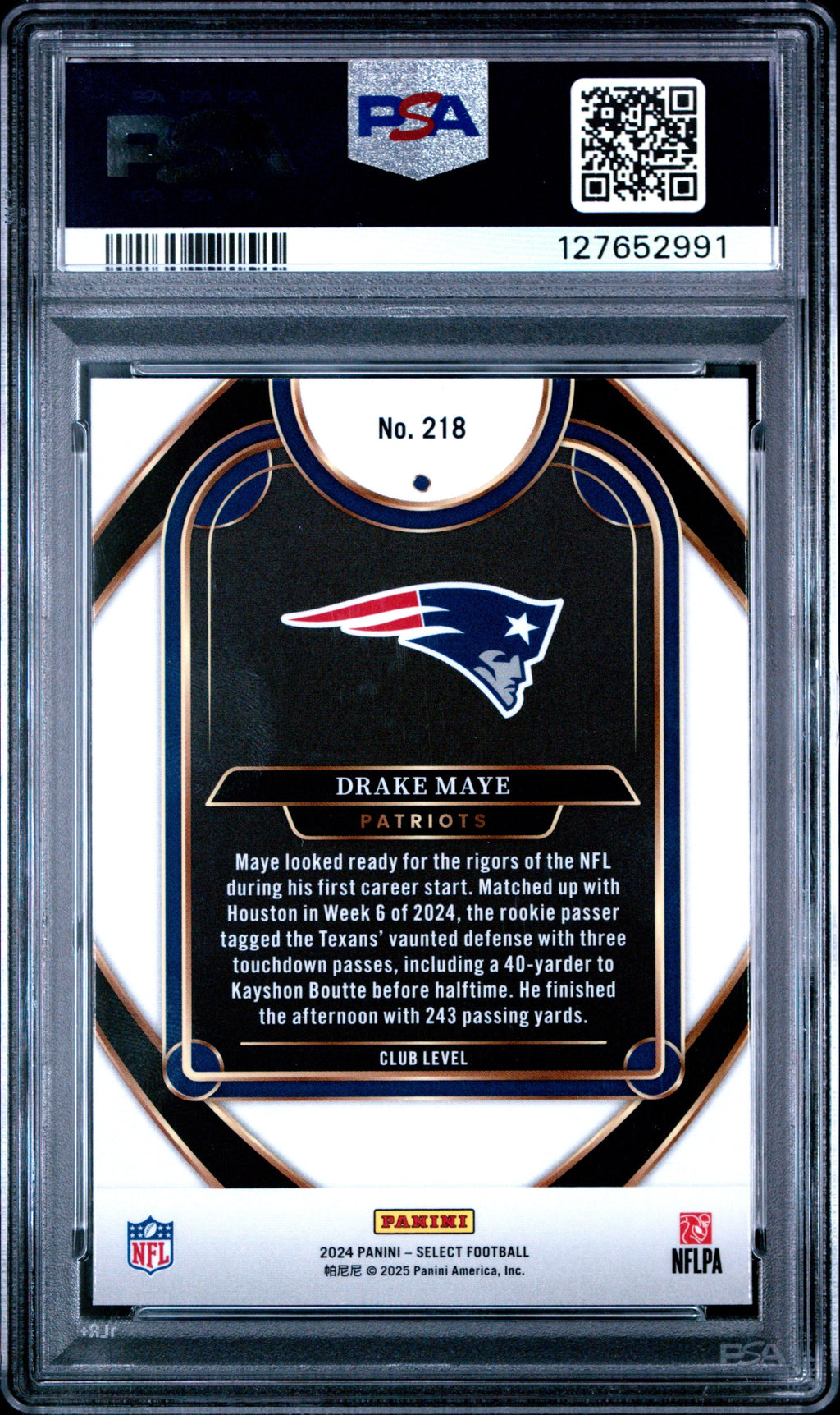 Graded 2024 Panini Select Drake Maye #218 Rookie RC Football Card PSA 8 Near Mint