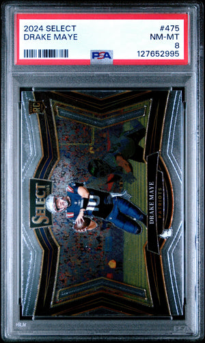 Graded 2024 Panini Select Drake Maye #475 Rookie RC Football Card PSA 8 Near Mint