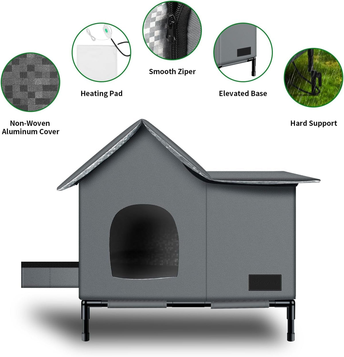 Insulated Heated Cat Shelter with Thermostatic Pad