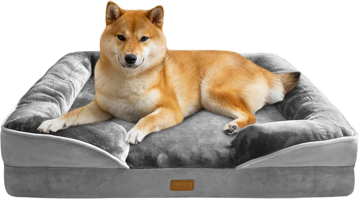 Orthopedic Dog Bed Sofa with Bolster, Washable Cover