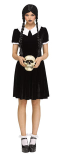 Gothic Girl Black Dress Wednesday Adams Adult Costume S/M 2-8