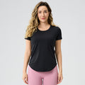 Womens Breathable Bare-Look Yoga Short-Sleeve Top